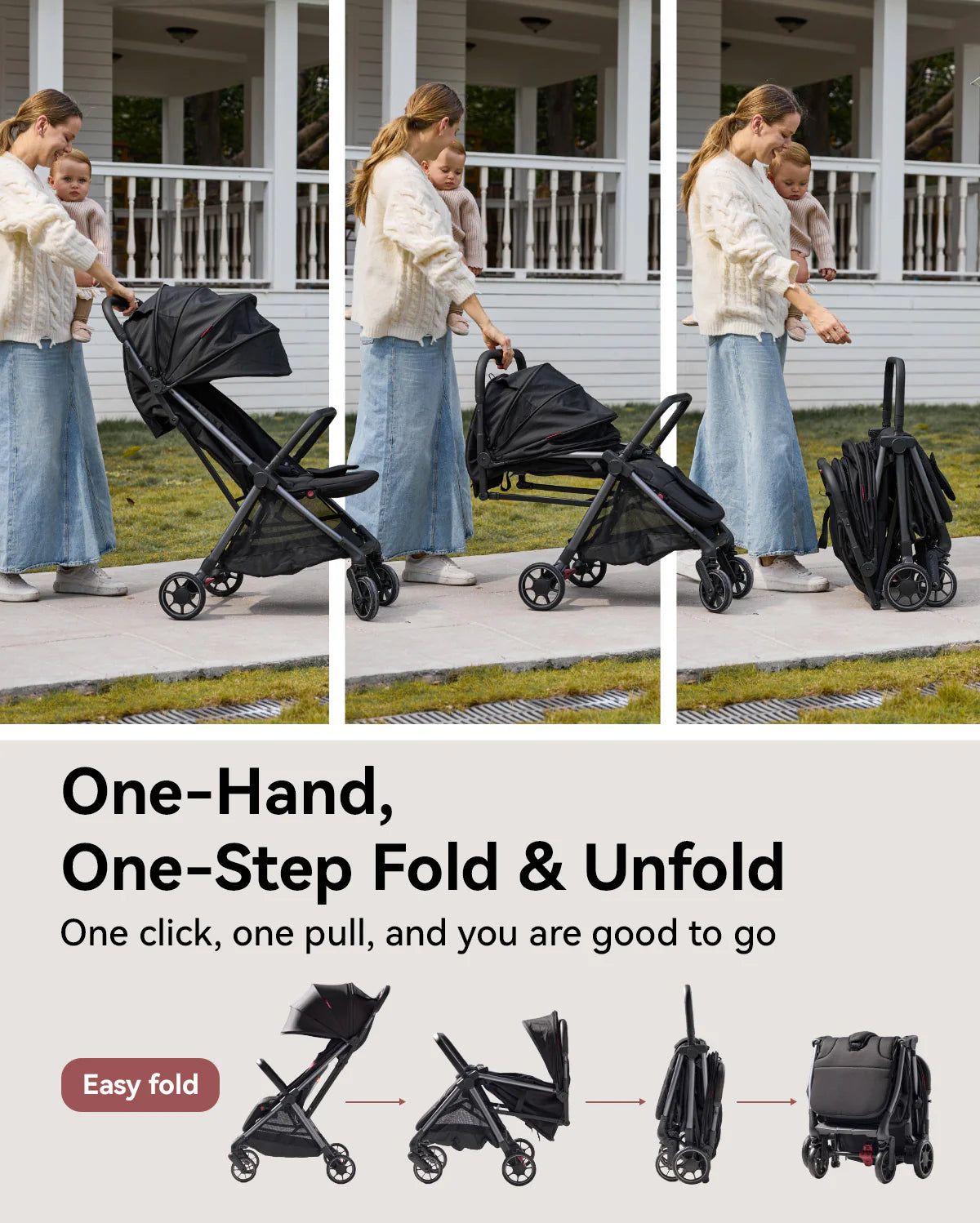 Momcozy Click and Go Lightweight Stroller (Black)