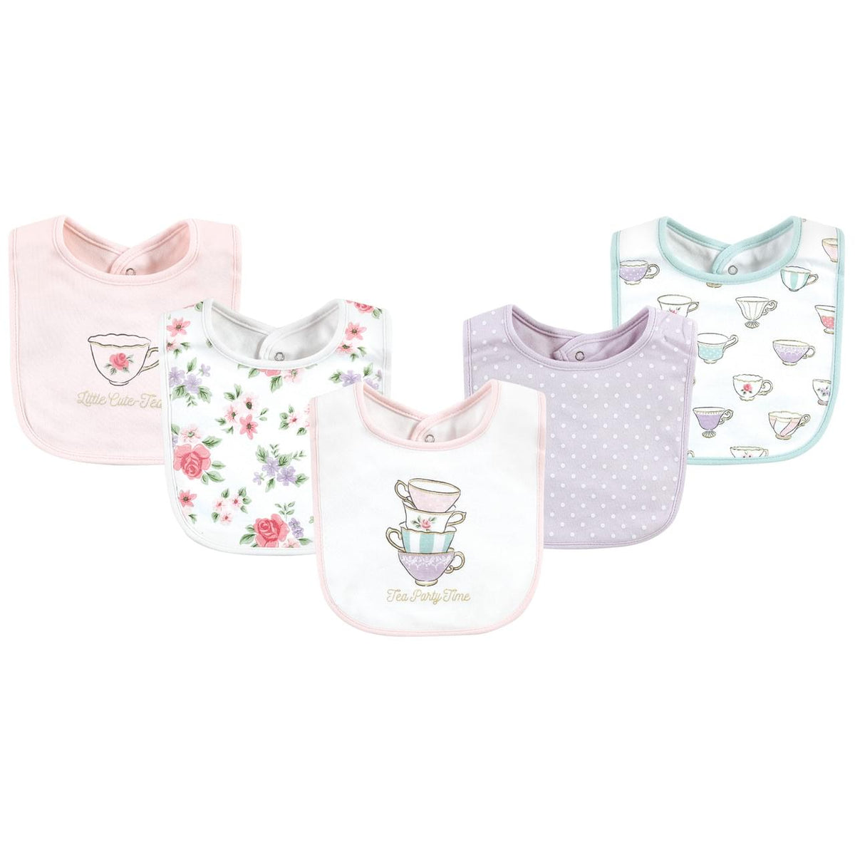 Hudson Baby Infant Girl Cotton Bibs, Tea Party, One Size