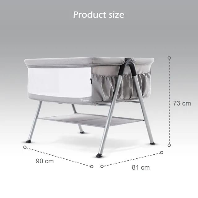 Teknum Fellow 2 Twin Bedside Crib Bassinet – Grey