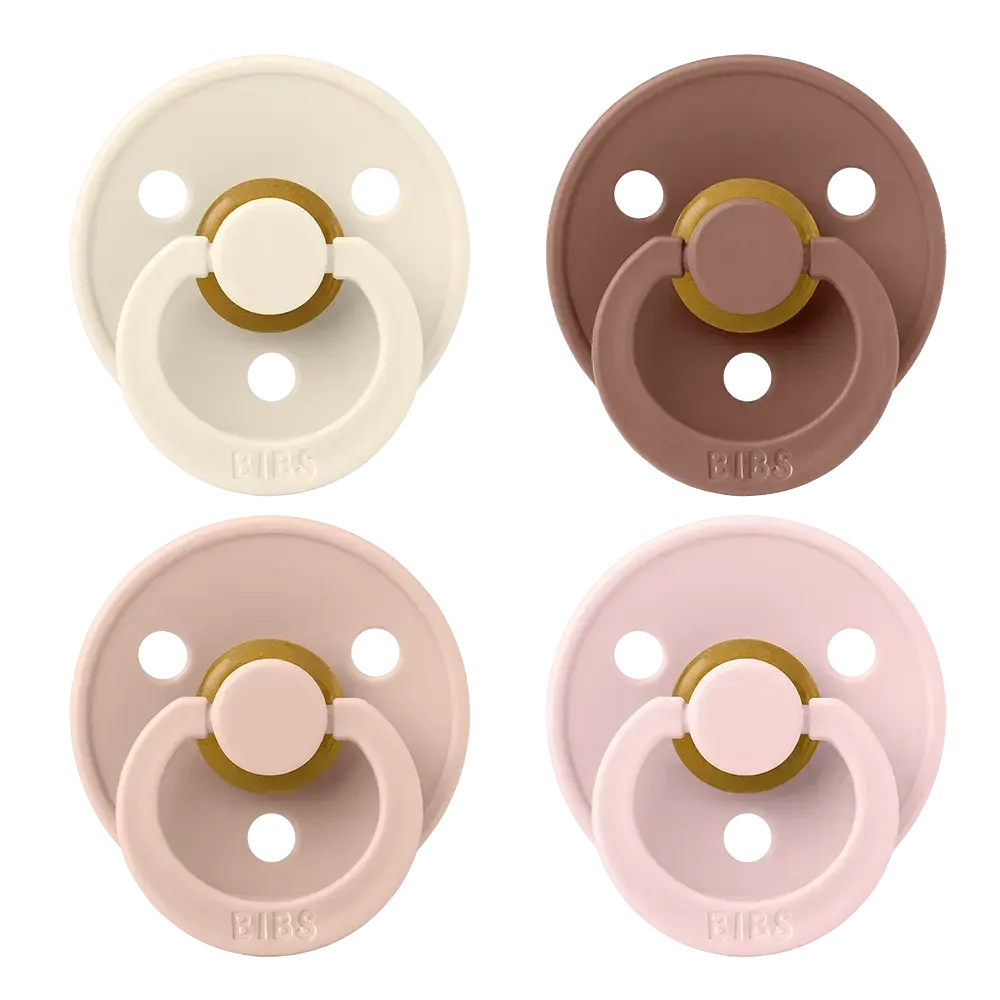 BIBS Round Pacifier Colour Latex - Size 2 (4 Pack)