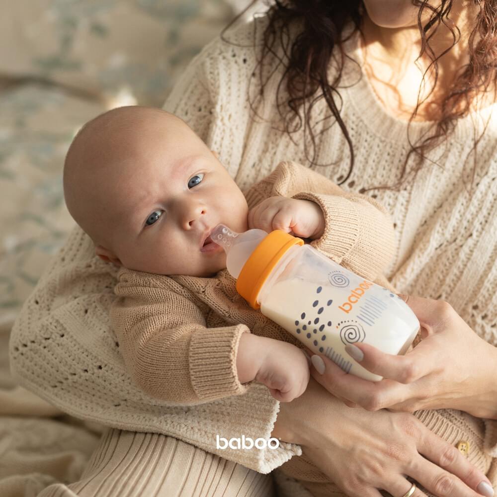 زجاجة Baboo مضادة للمغص برقبة عريضة (أزرق ضبابي، 250ml)