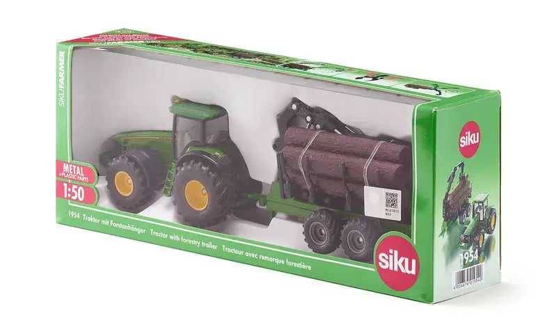 Siku Die Cast Tractor With Forestry Trailer