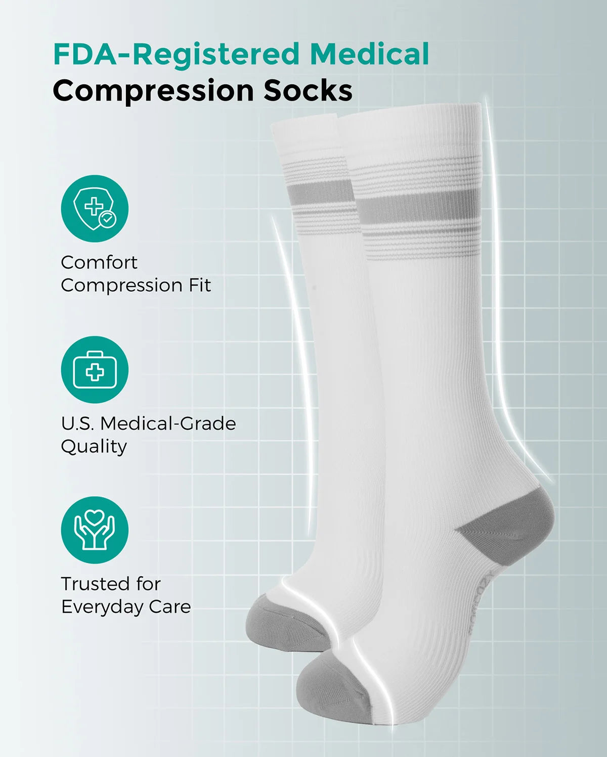 Momcozy Medical Compression Socks (White/Pink, Small) - Pack of 2