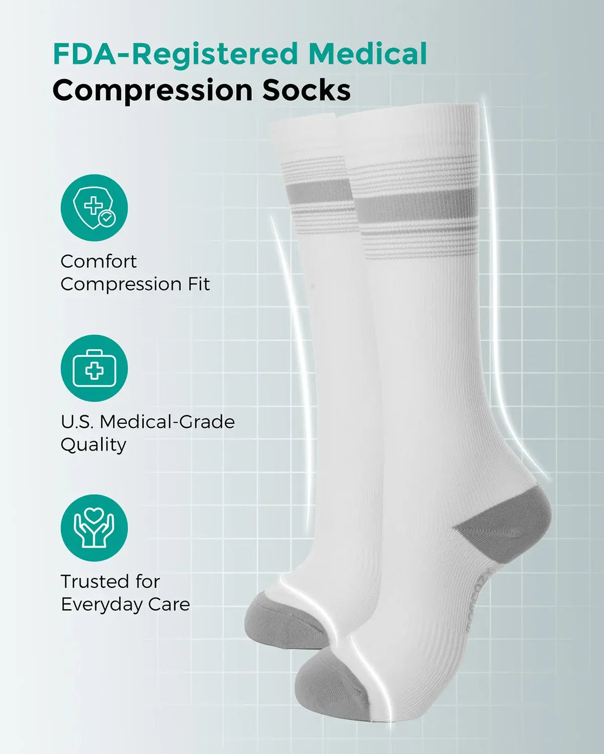 Momcozy Medical Compression Socks (Black/Gray, XL) - Pack of 2