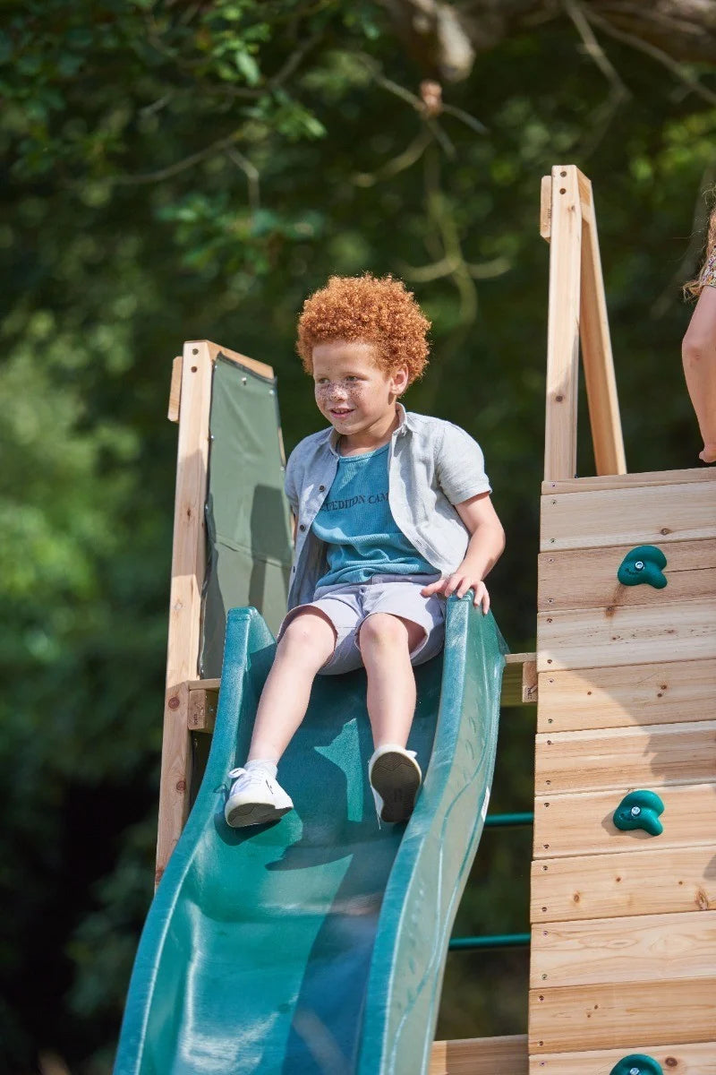 Plum - Climbing Pyramid Wooden Playset with Slide & Den