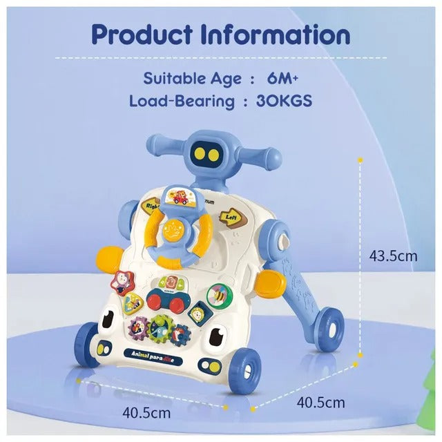 Teknum 3-in-1 Baby Walker with Musical Keyboard – Blue