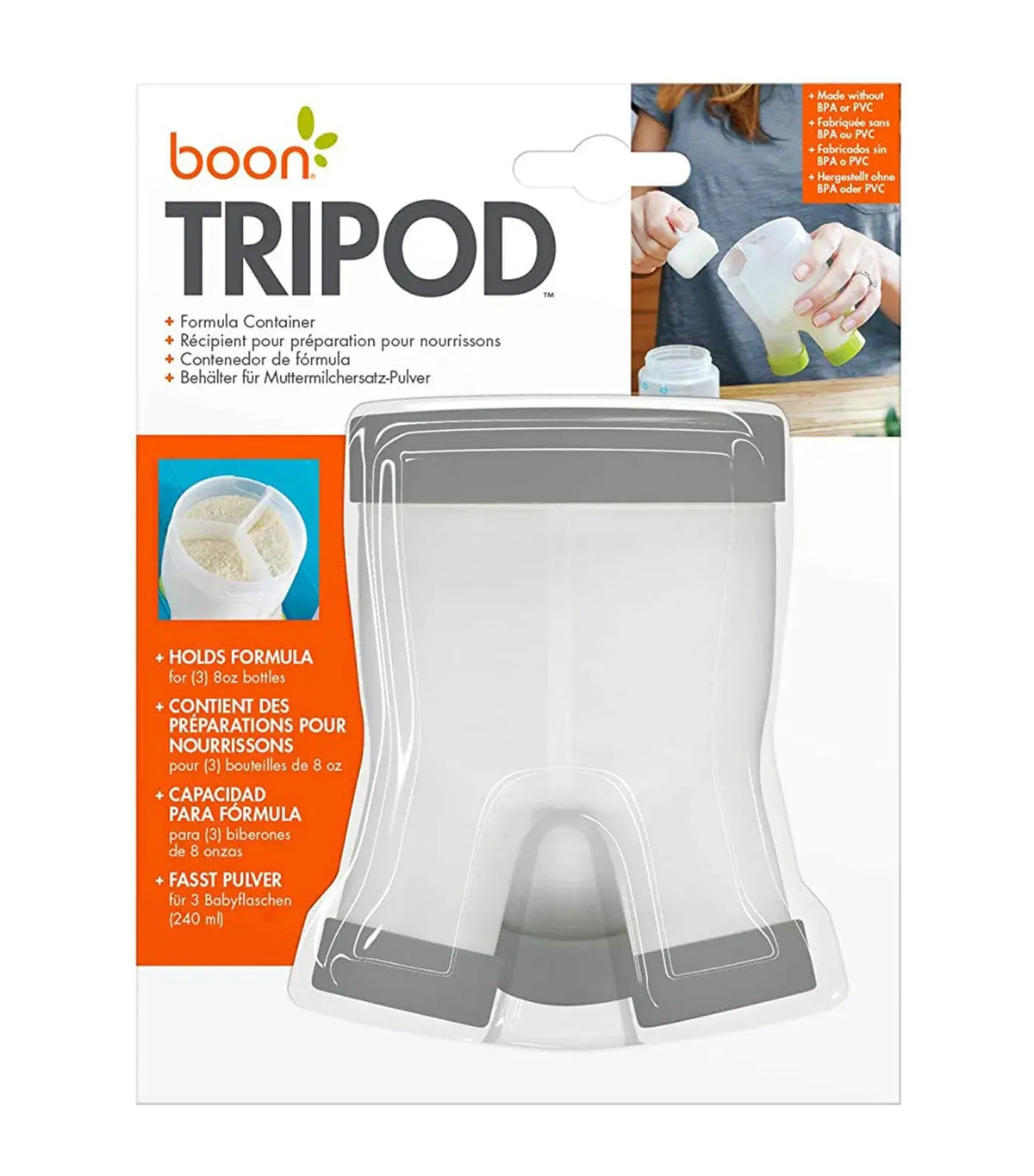 Boon Tripod موزع حليب الأطفال المجفف (رمادي)