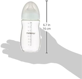 Mininor Anti-Colic Glass Baby Feeding Bottle (240ml)