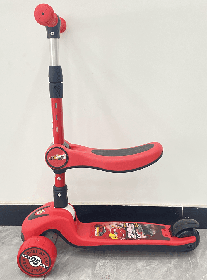 Mesuca Disney Cars Lightining Mcqueen Foldable Twist Scooter 2 In 1