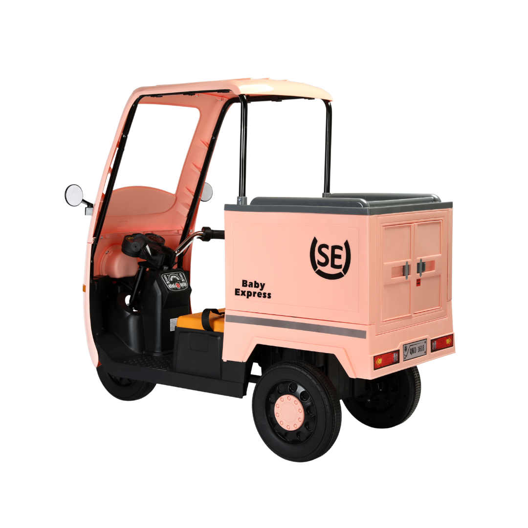 Orbic Kids Smart Ride On 3-wheeler Electric Van 12v Rechargeable Battery Powered Transport Vehicle With Music & Lights (Pink)