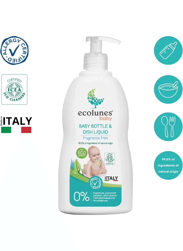 سائل تنظيف رضّاعات وأطباق الأطفال مضاد للحساسية من إيكولونز (500ml)