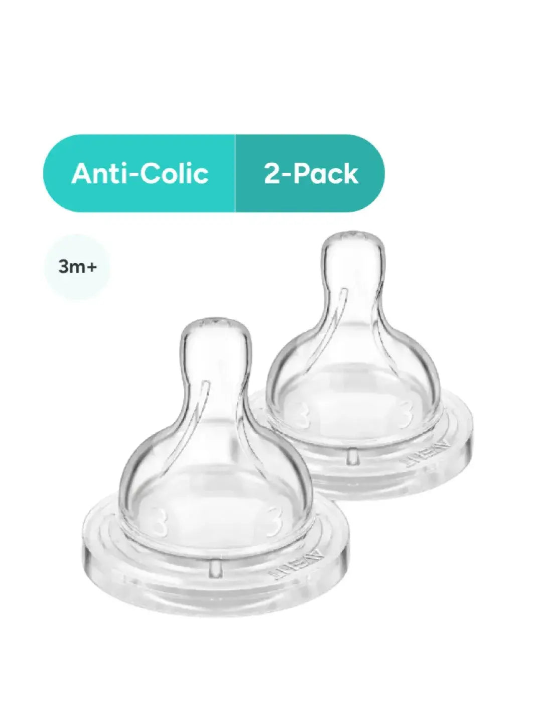 حلمات Philips Avent المضادة للمغص (3 أشهر) - عبوة من قطعتين