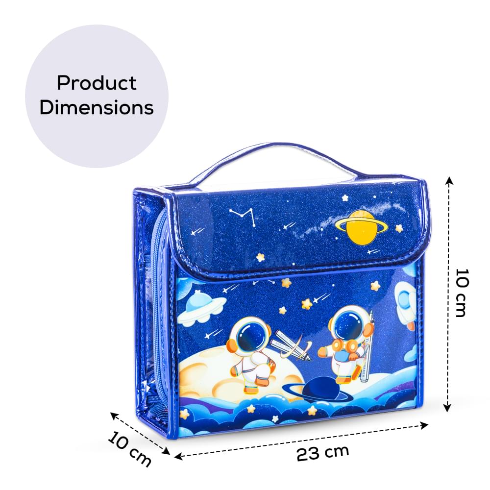 Eazy Kids - Space-Themed Art Supplies With Carrying Case Set - Blue.