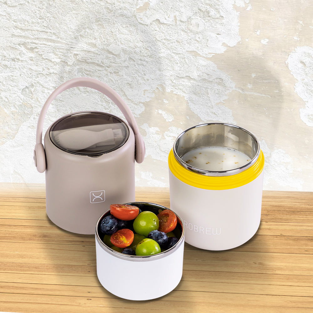 Hydrobrew Double Decker Steel Lunch Box With Folding Spork