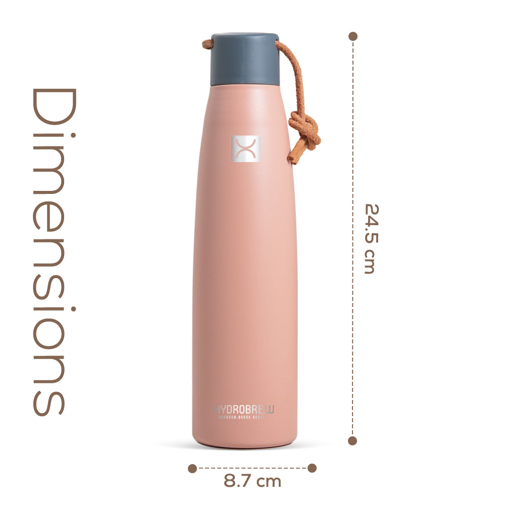 Hydrobrew Vacuum Insulated Water Bottle (500ml, Pink)
