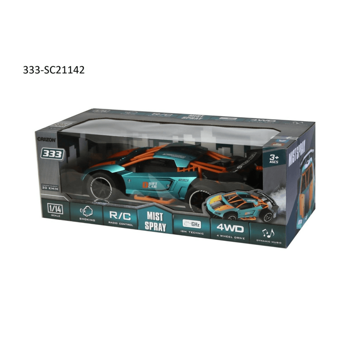 Crazon - High-Speed Remote Control Racing Car with Lights, Music & Smoke Spray Effect