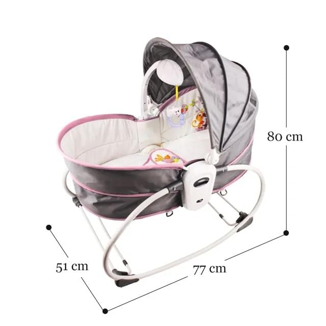 Teknum 5-in-1 Cozy Rocker Bassinet With Awning & Mosquito Net – Pink