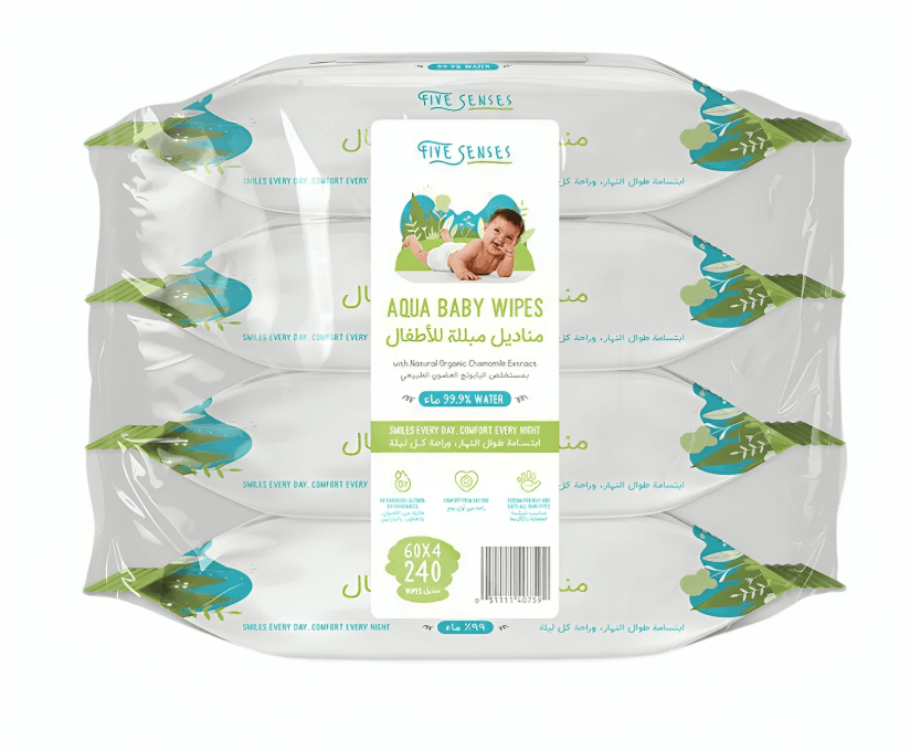 Five Senses Aqua Pure Water Wipes - Pack of 4 (60s)