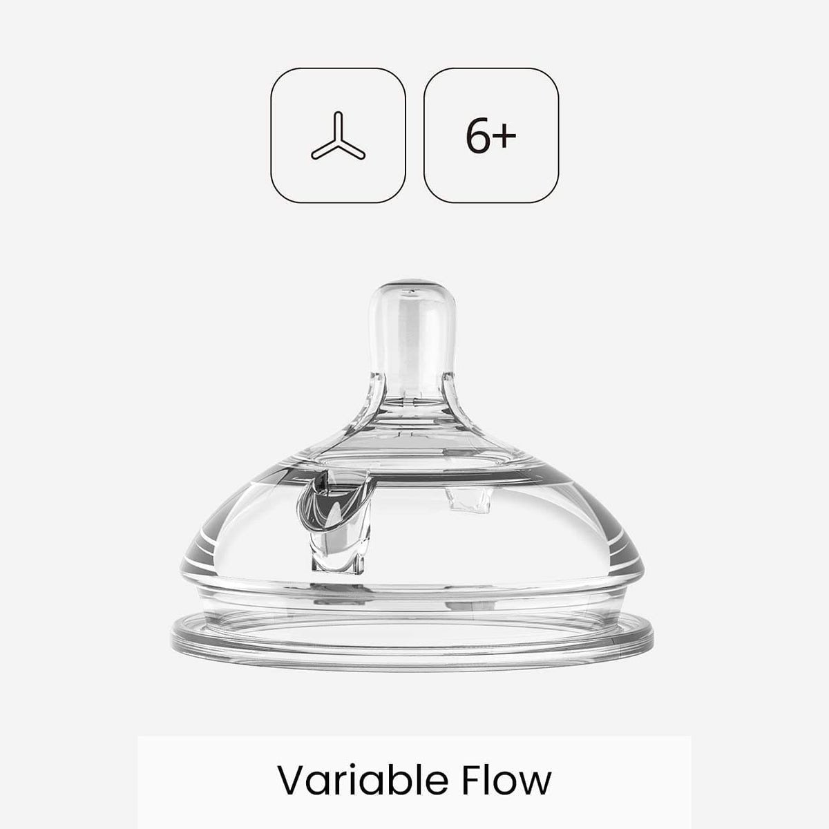 Comotomo - Natural Teat Silicone Nipples (Variable Flow), 6+, Y-Cut, 2 pcs