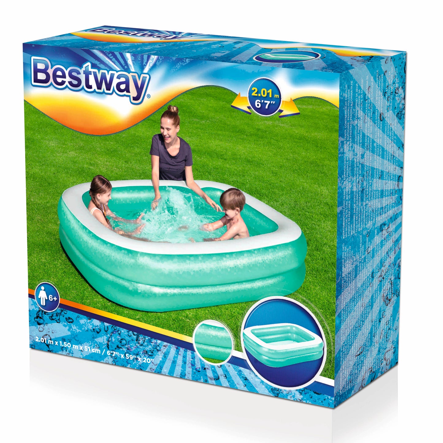Bestway Rectangular Family Pool 2.01m x 1.50m x 51cm (6'7" x 59" x 20") (Green)