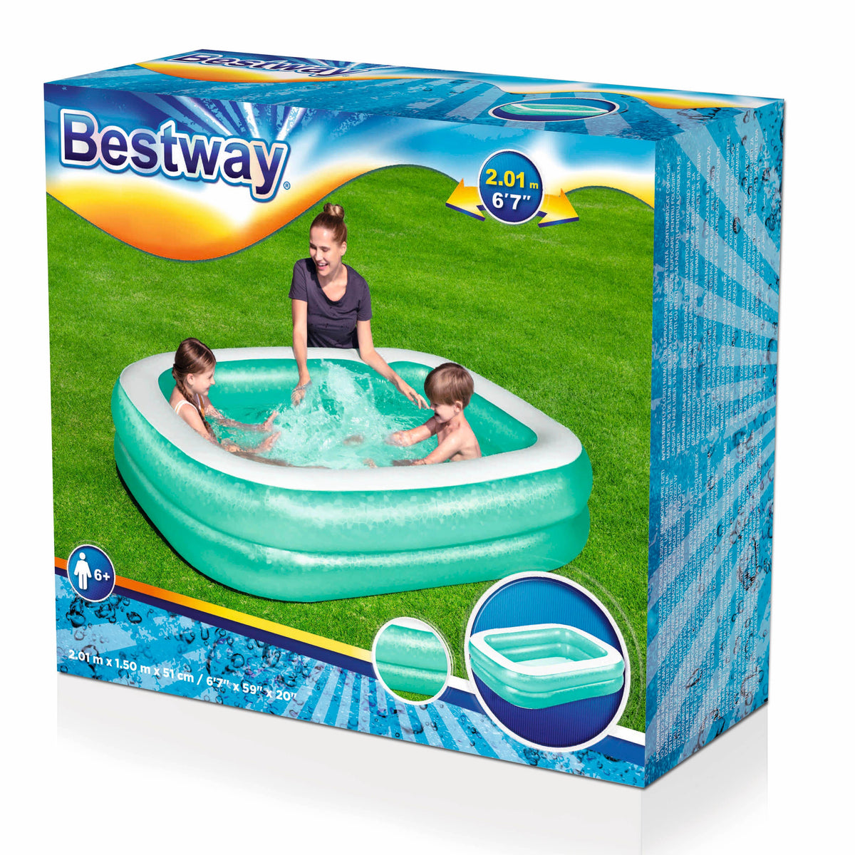 Bestway Rectangular Family Pool 2.01m x 1.50m x 51cm (6'7" x 59" x 20") (Green)