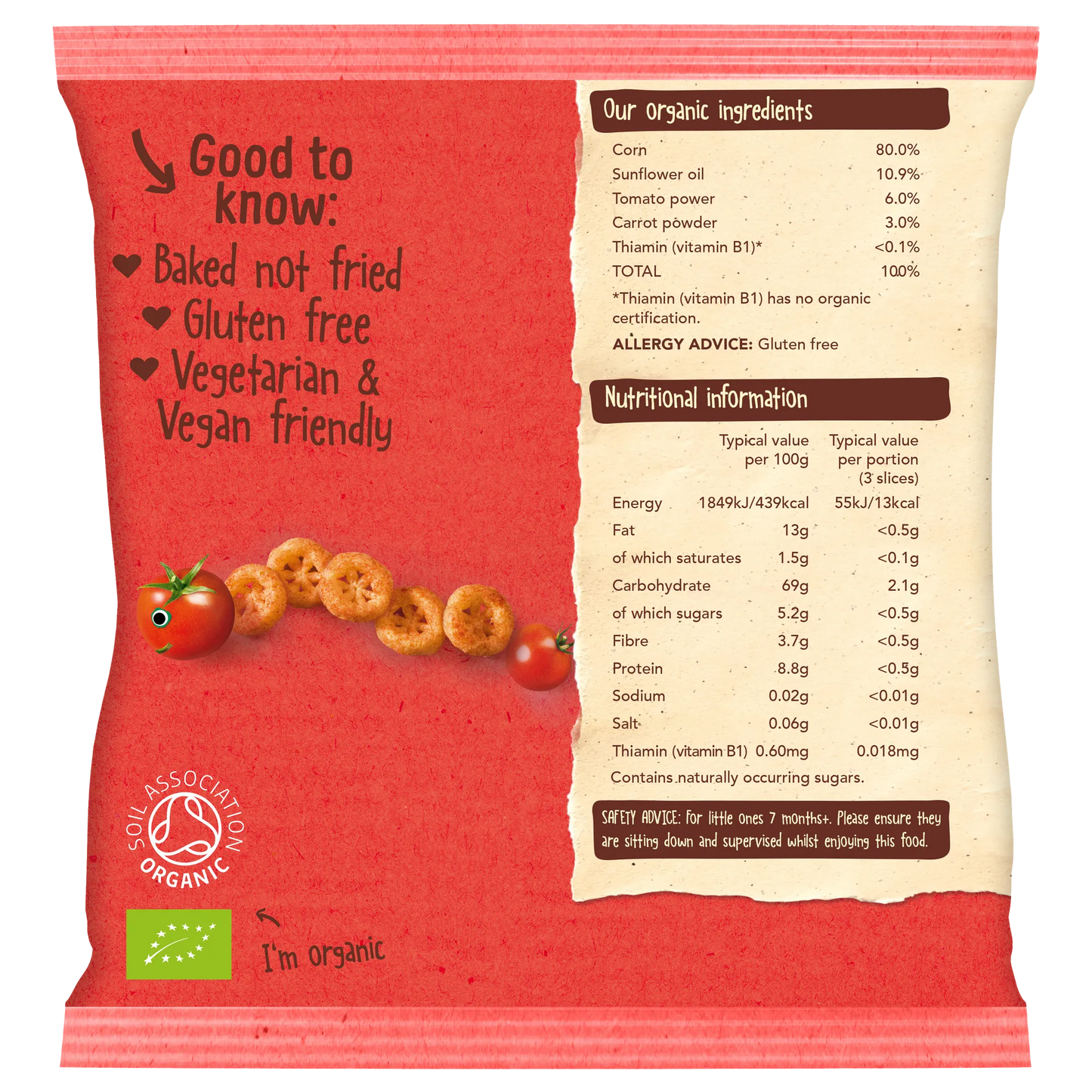 أورغانكس شرائح طماطم طرية عضوية وجبة خفيفة من طعام الأصابع العضوي للرضّع (20g)