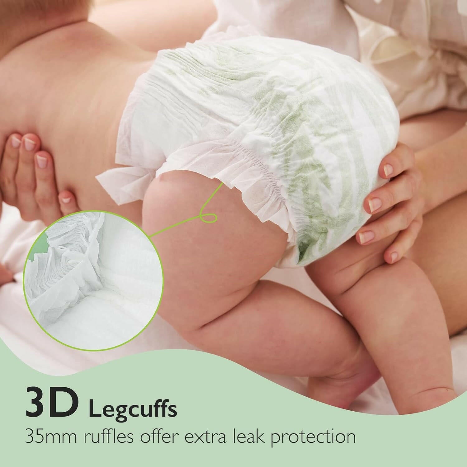 Momcozy Baby Diapers, Natural Bamboo Diapers for Sensitive Skin with Leak-Proof 3D Legcuffs