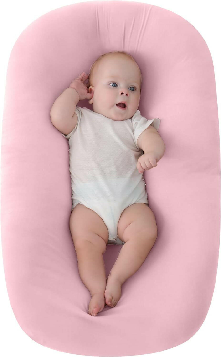 MOON Baby Lounger & Infant Floor Seat, Newborn Essentials Cotton Fabric Baby Nest Ultra Comfortable Infant Napper, Portable and Adjustable Newborn Sleeper, Suitable for 0-9 Months
