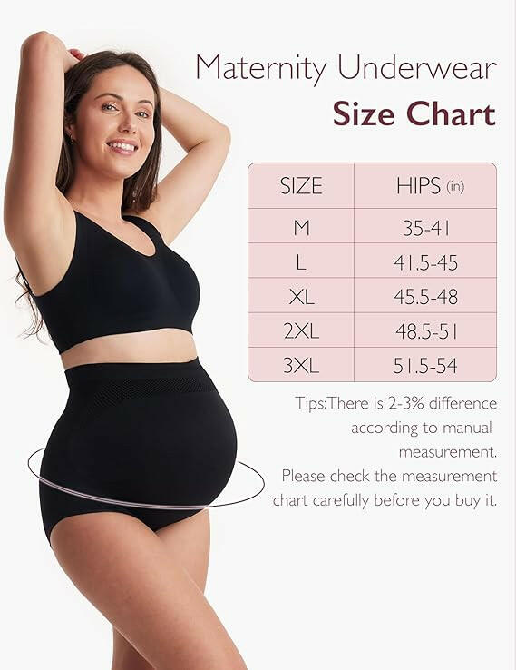 Momcozy Women's Maternity High Waist Underwear Pregnancy Seamless Soft Belly Support Panties Over Bump 3 Pack