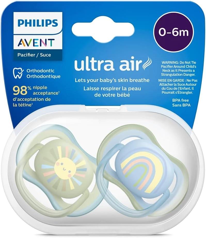 Philips Avent Ultra Air Pacifier (Boy, 0-6 Months) - Pack of 2