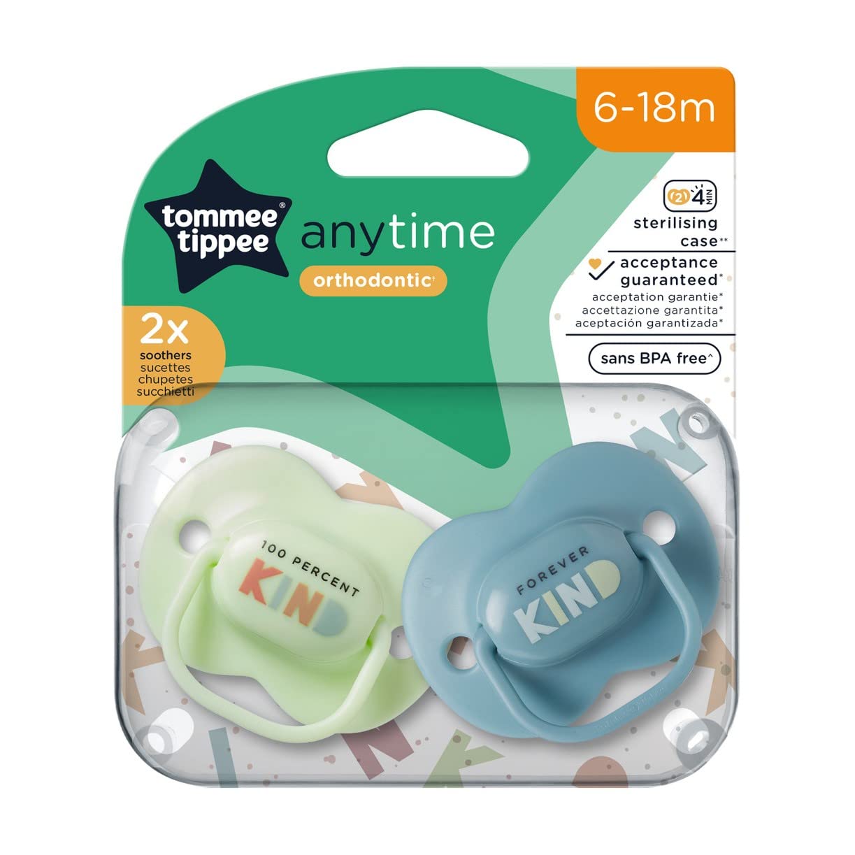 Tommee Tippee Anytime Orthodontic (6-18 Months) - Pack of 2