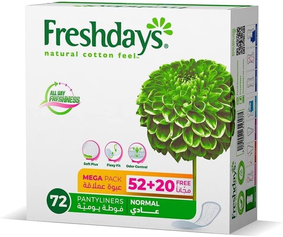 فوط يومية عادية Freshdays Natural Cotton Feel، 72 قطعة