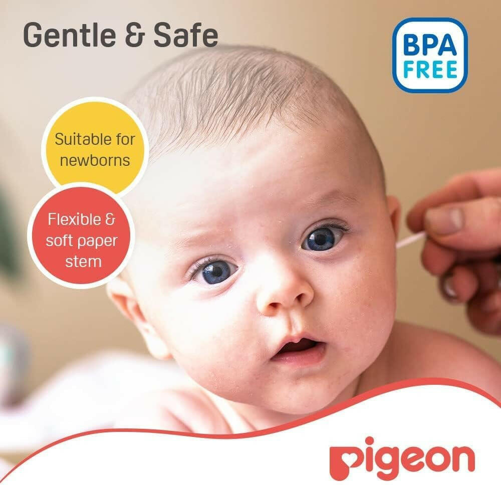 Pigeon Cotton Swabs, Flexible And Soft Paper Stem, 100% Soft Cotton Tips