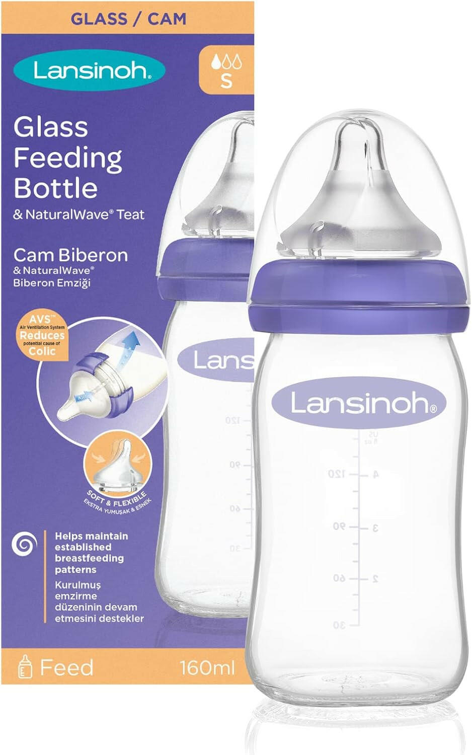 Lansinoh Glass Baby Bottle (160 ml)