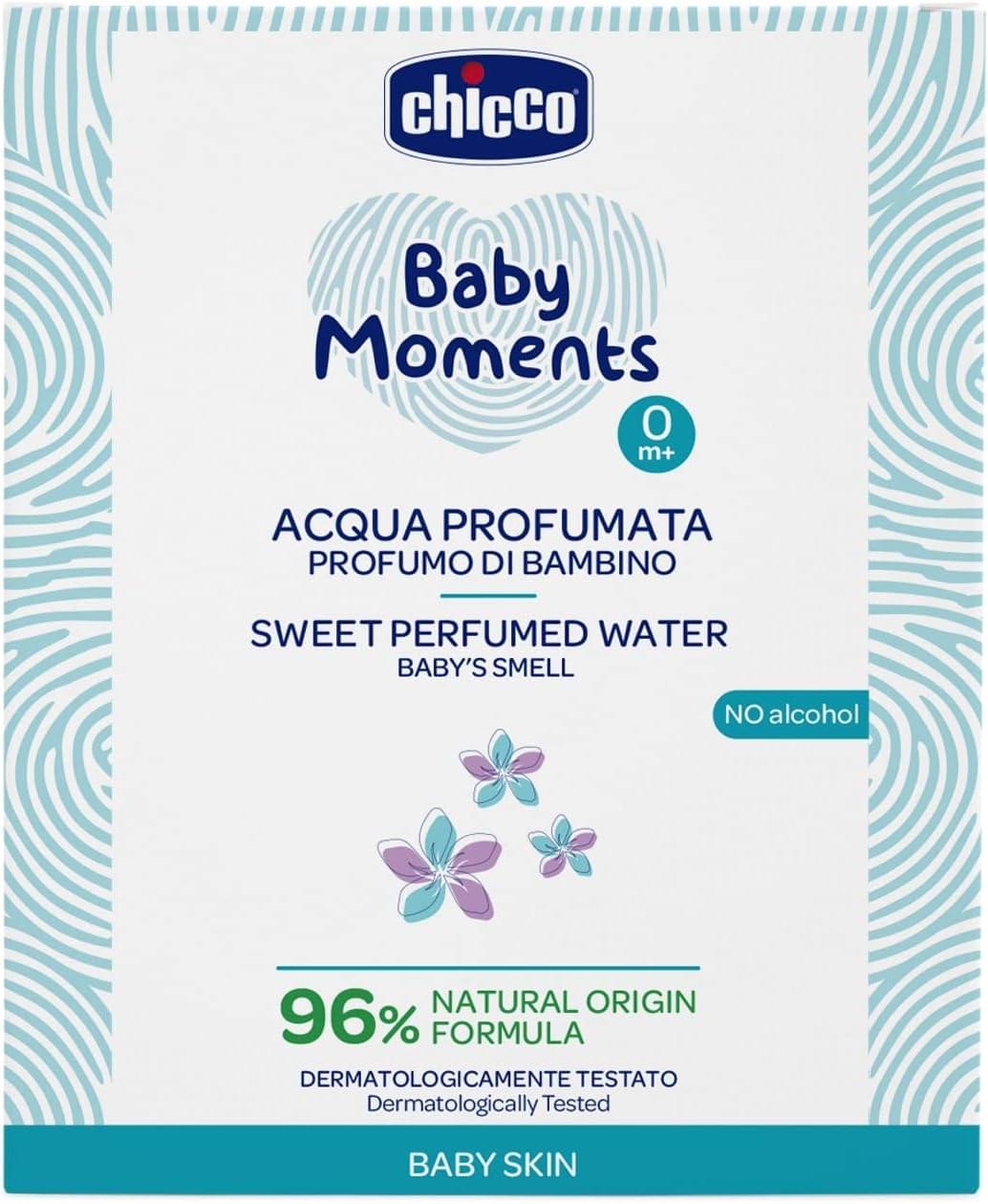 ماء معطّر للأطفال Baby Moments من Chicco، برائحة الأطفال، لبشرة الطفل، من عمر 0 شهر فأكثر، 100ml