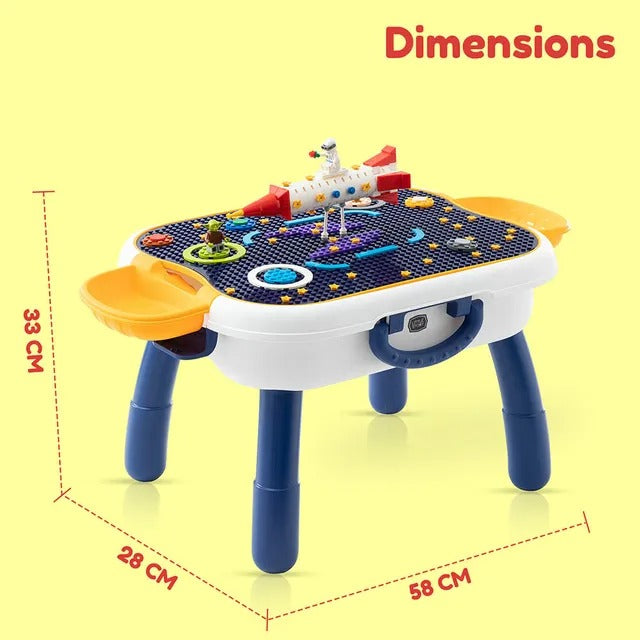Little Story 4-in-1 Block Activity Table With Blocks – Blue