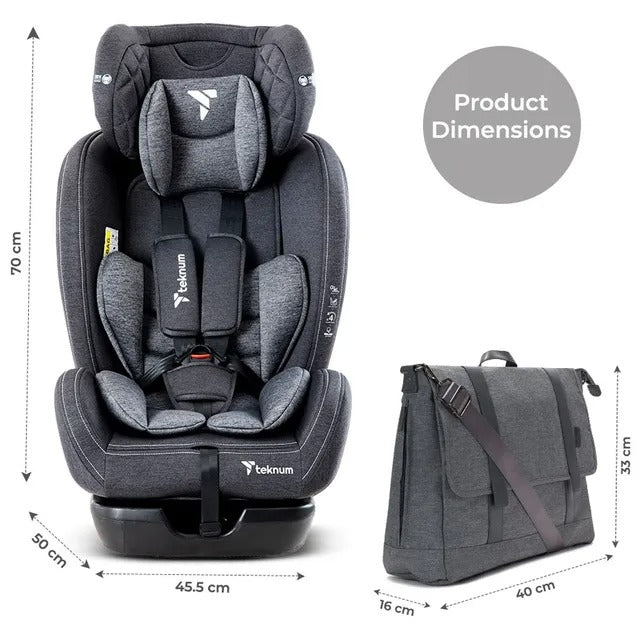 Teknum Evolve 2 Car Seat & Men's Diaper Handbag Set – Dark Grey