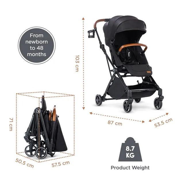 Teknum Black Compacto Auto-Fold 360° Reversible Stroller