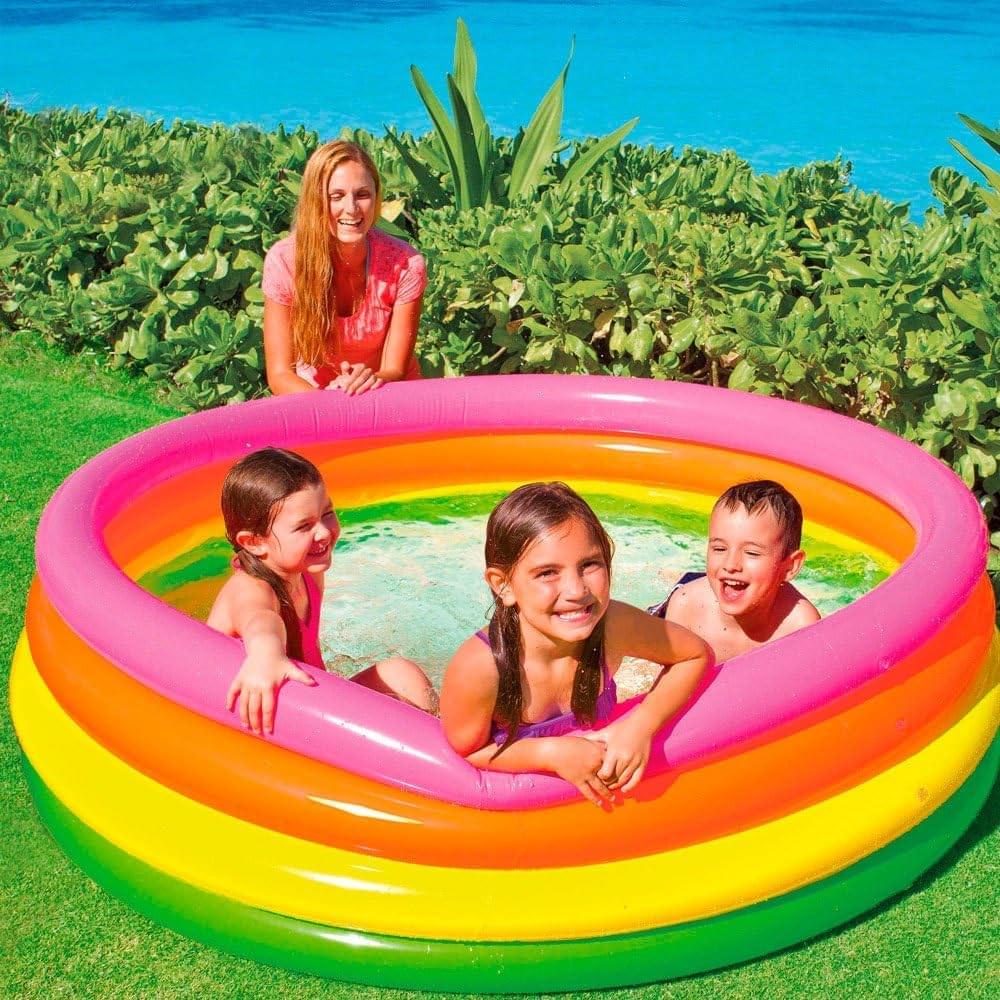Intex Sunset Glow Pool, 3-Ring, W/ Infl. Floor (1.47mx33cm)
