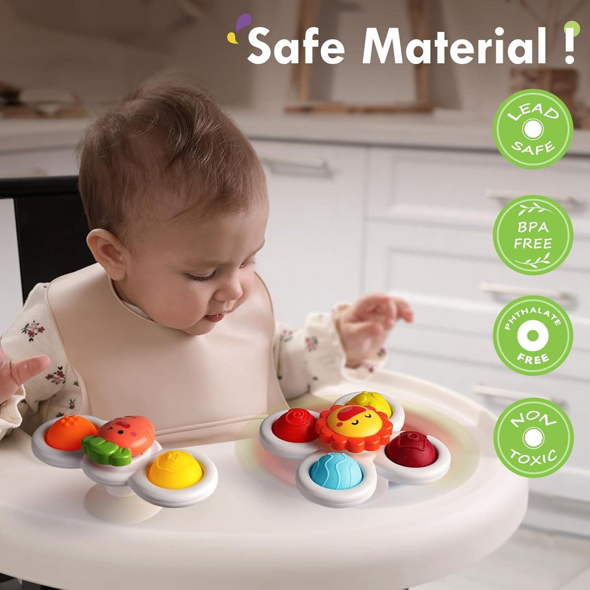 Alasou Pop Suction Cup Spinner Toys - Pack of 3