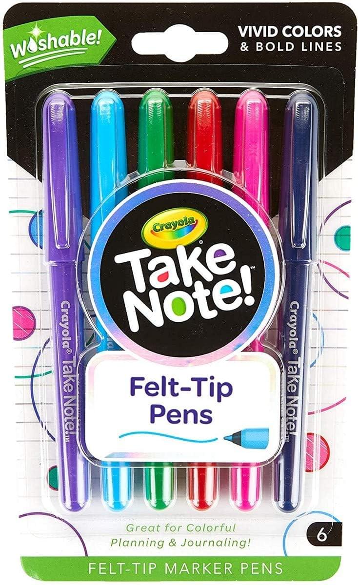 Crayola Take Note Washable Felt Tip Pens, Pack of 6
