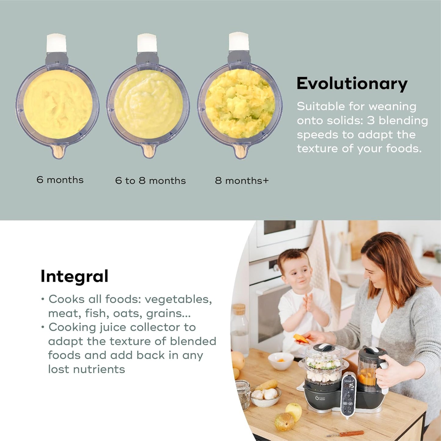 Babymoov Nutribaby Plus 6 in 1 Baby Food Maker (Gray)