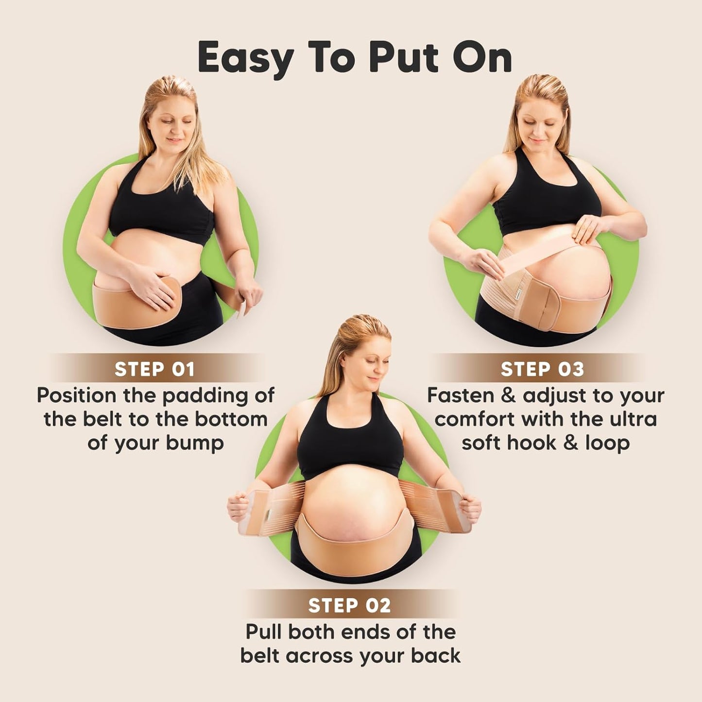 Keababies 2 in 1 Pregnancy Belly Wrap - One Size (Classic Ivory)