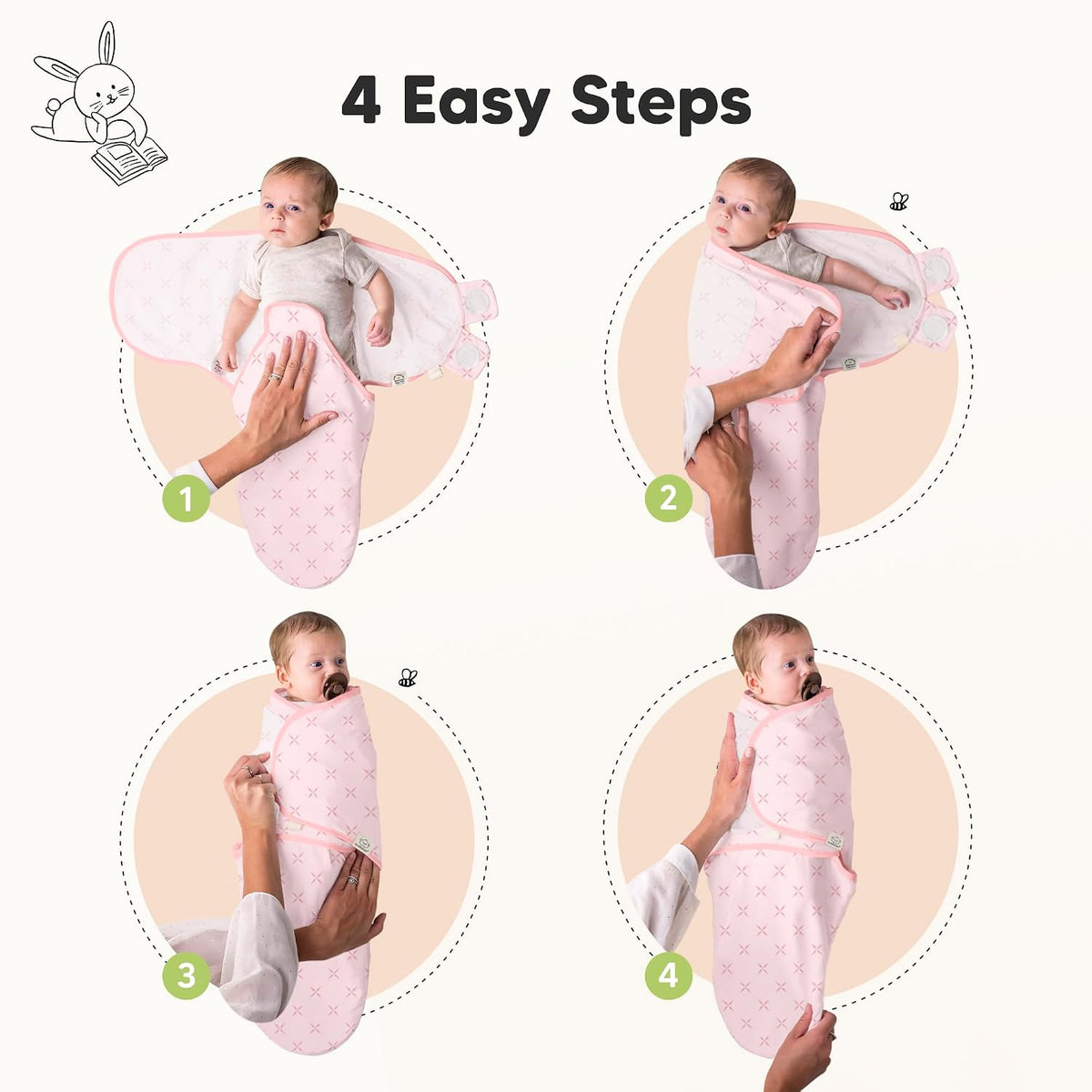 Keababies Soothe Swaddle Wrap (Bunnies) - Pack of 3