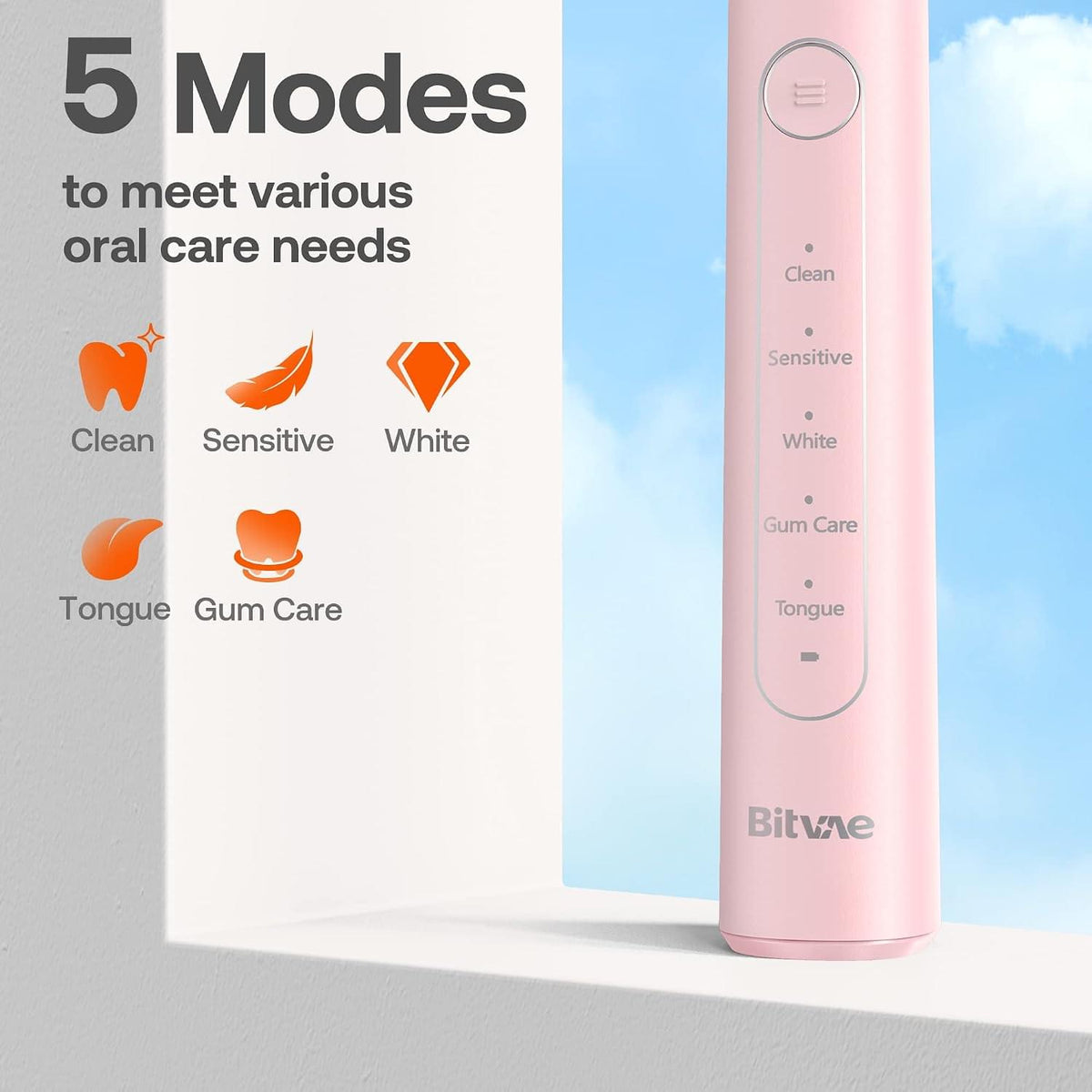 Bitvae R2 Electric Toothbrush White + 8pcs Brush Head