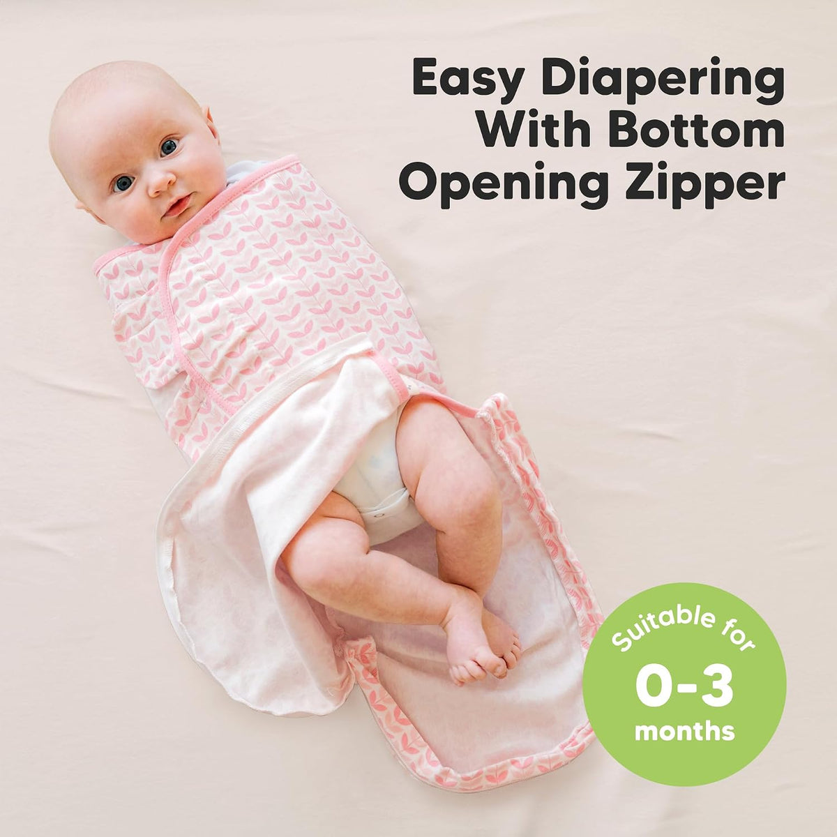 Keababies Soothe Zippy Swaddle Wrap (Blossom) - Pack of 3
