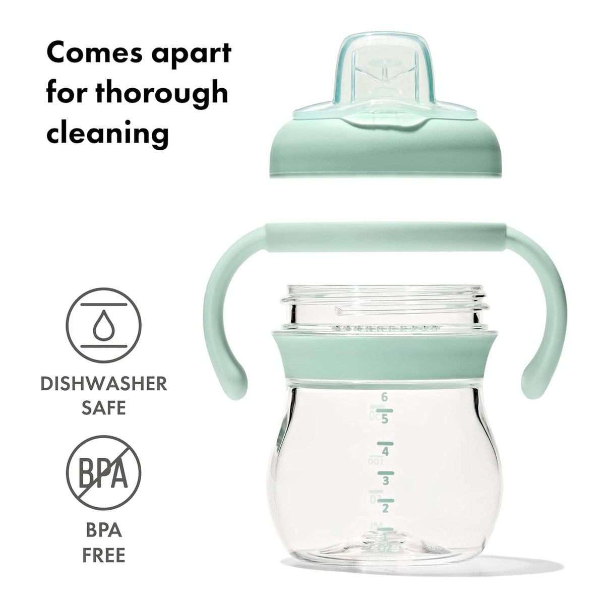 كوب OXO Tot Transitions المانع للانسكاب بفوهة لينة ومقابض قابلة للإزالة، 6oz