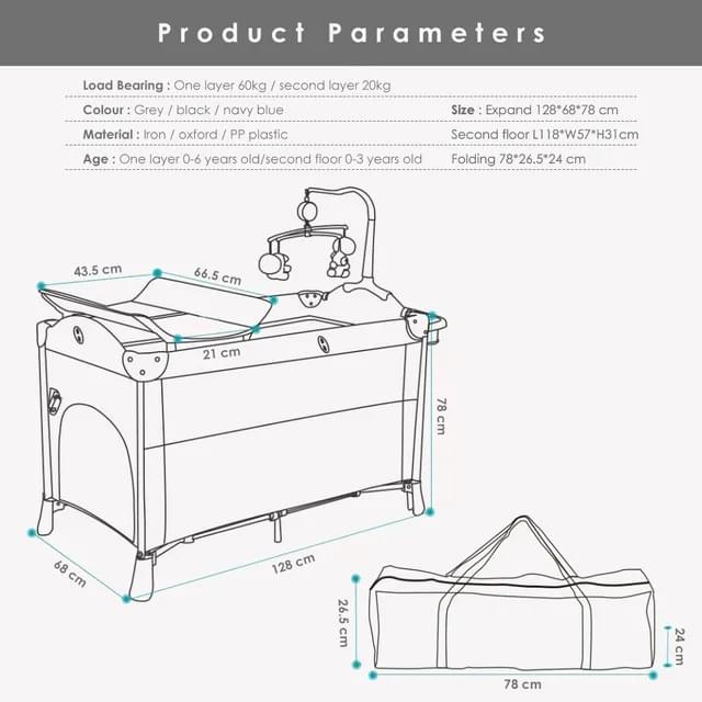 Teknum 4-in-1 Baby Co-Sleeper Bassinet & Playpen – Navy