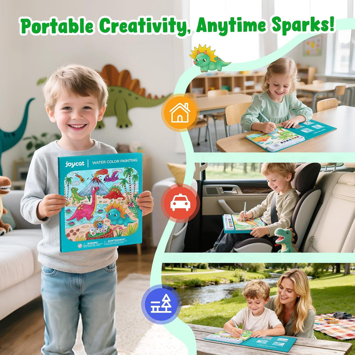 JoyCat Paint with Water Coloring Book for Toddlers – Dinosaurs