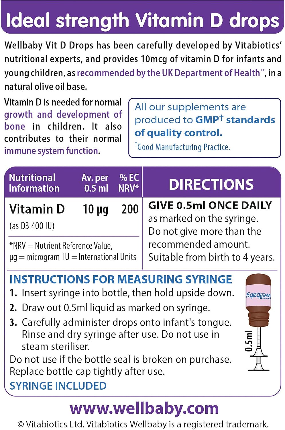 Vitabiotics Wellbaby Vitamin D Drops (30ml)